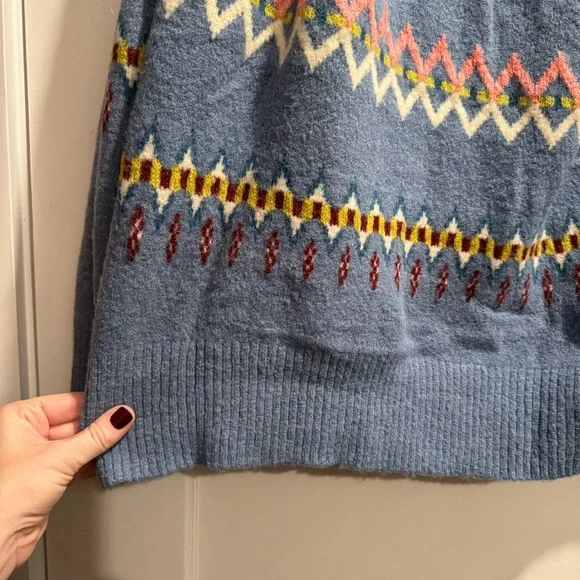 Sundance Glencoe Sweater Fair Isle Alpaca Wool Blend Blue Plus Size XXL cozy - Picture 10 of 12